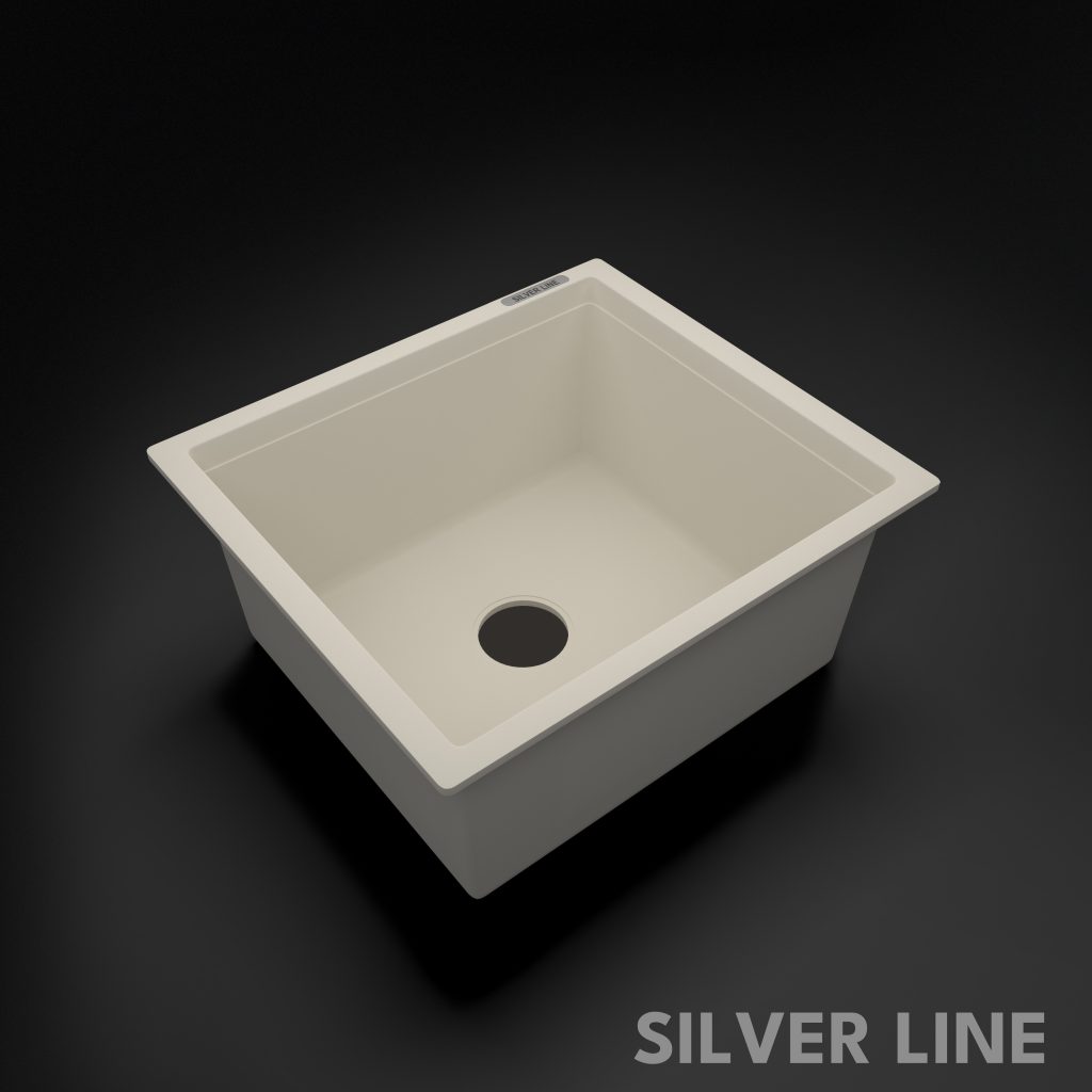 German Quartz Single Bowl Kitchen Sink - Ivory (18" x 16" x 8") - main product image