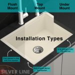 German Quartz Double Bowl Kitchen Sink with Faucet Hole & Drainboard - Ivory (46" x 20" x 9") - installation