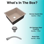 German Quartz Single Bowl Kitchen Sink - Cornflakes (21" x 18" x 8") - box contents