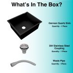 German Quartz Single Bowl Kitchen Sink - Midnight Black (21" x 18" x 8") - box contents