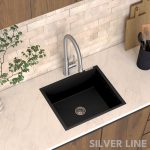 German Quartz Single Bowl Kitchen Sink - Midnight Black (21" x 18" x 8") - lifestyle