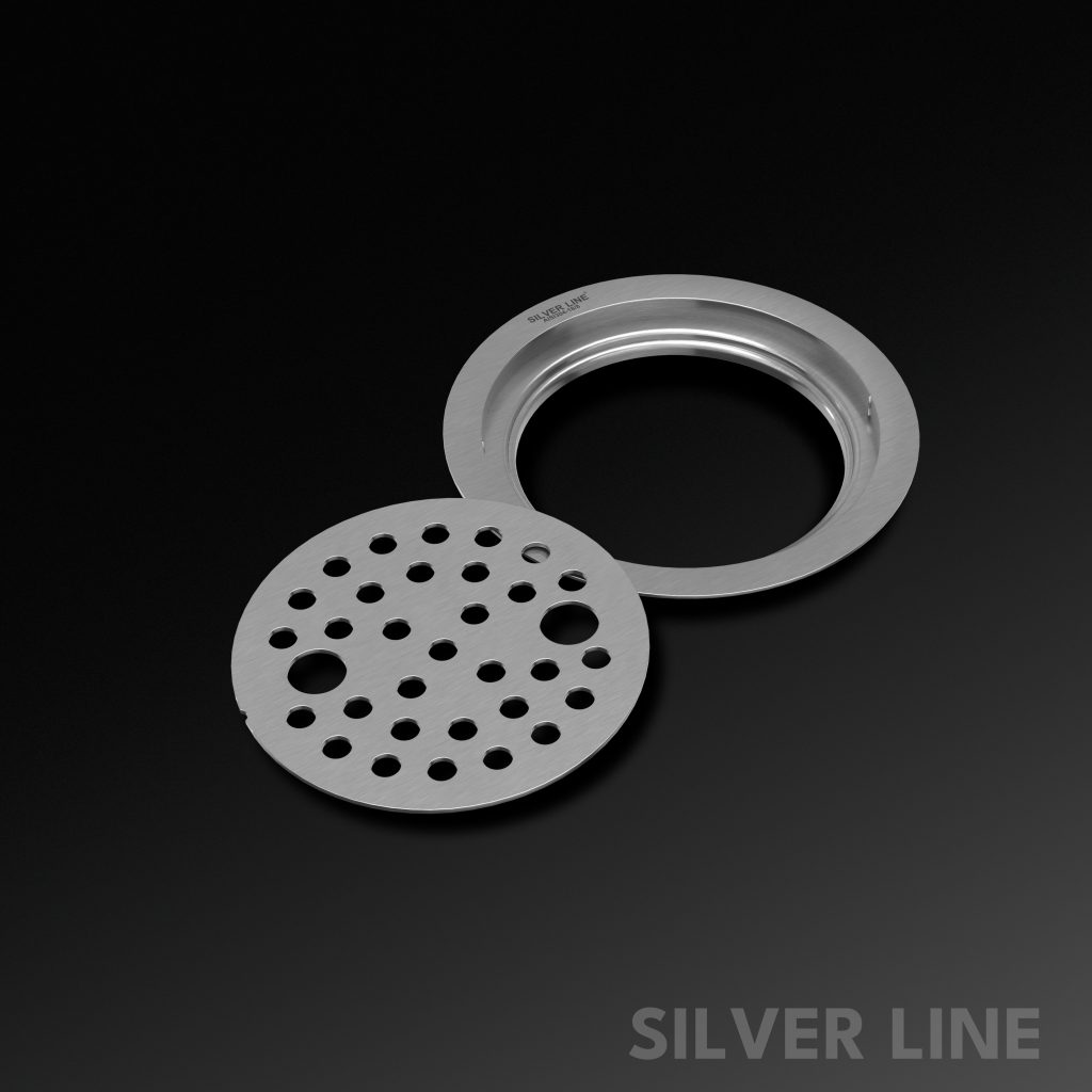 Round Floor Drain (5" x 5") | SS 304 | Matt Finish | For Bathroom, Kitchen, Balcony - Silver Line — Without Pipe Hole - main product image