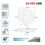 Round Floor Drain (5" x 5") | SS 304 | Matt Finish | For Bathroom, Kitchen, Balcony - Silver Line — Without Pipe Hole - technical drawing