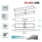 Tile Insert Shower Drain Channel | 304 Stainless Steel | Invisible Shower Channel with Cockroach Trap - Silver Line — 24" x 4" / Side Hole - technical drawing