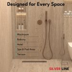 Linear Shower Channel Drain | 304 Stainless Steel | Square Perforated Grating with Cockroach Trap - Silver Line — 24" x 4" / Center Hole - lifestyle