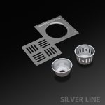 Square Floor Drain with Cockroach Trap (5" x 5") | SS 304 | Matt & Gloss Finish | For Bathroom, Kitchen, Balcony - Silver Line — Matt / Without Pipe Hole - main product image