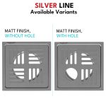 Square Floor Drain (6" x 6") | SS 304 | Matt & Gloss Finish | For Bathroom, Kitchen, Balcony - Silver Line — Without Pipe Hole - variants