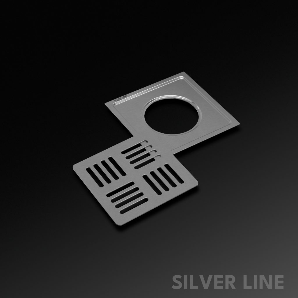 Square Floor Drain (6" x 6") | SS 304 | Matt & Gloss Finish | For Bathroom, Kitchen, Balcony - Silver Line — Without Pipe Hole - main product image