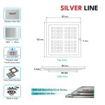 MultiSquare Floor Drain (6" x 6") | SS 304 | Matt Finish | For Bathroom, Kitchen, Balcony - Silver Line — Without Pipe Hole - technical drawing
