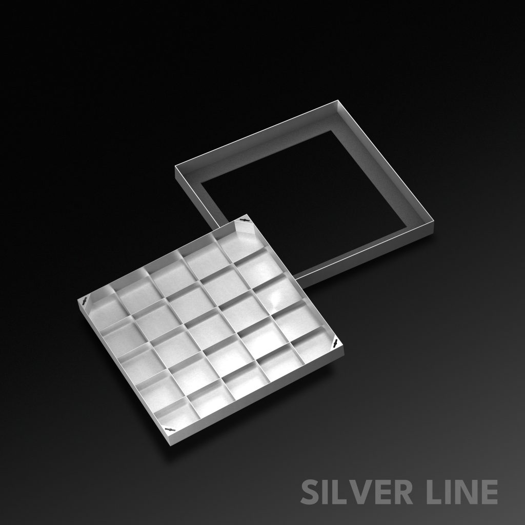 Recessed Manhole Cover (22" x 22") | SS 304 - Heavy Duty with Tile/Marble Insert for Indoor & Outdoor Use - Silver Line - main product image