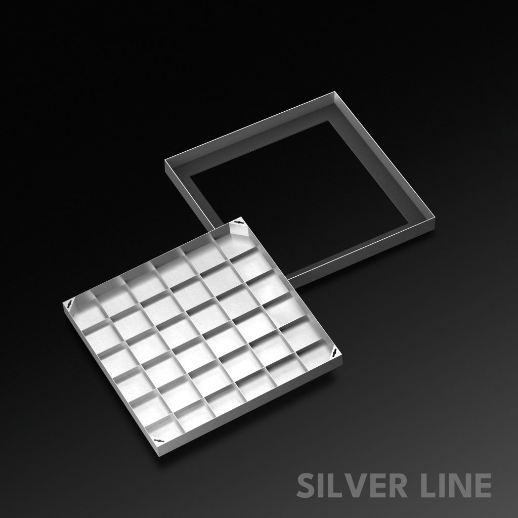 Recessed Manhole Cover (25" x 25") | SS 304 - Heavy Duty with Tile/Marble Insert for Indoor & Outdoor Use - Silver Line - main product image