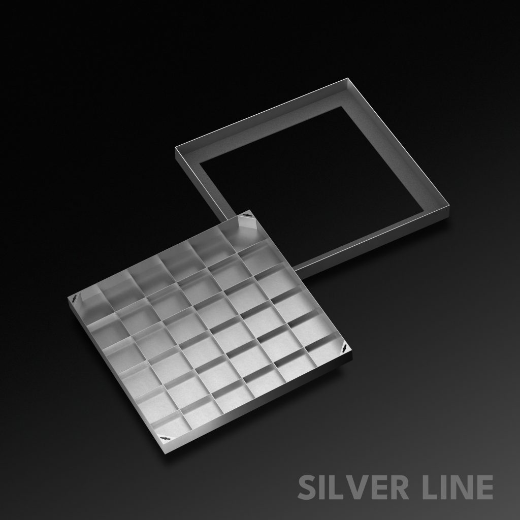Recessed Manhole Cover (27" x 27") | SS 304 - Heavy Duty with Tile/Marble Insert for Indoor & Outdoor Use - Silver Line - main product image
