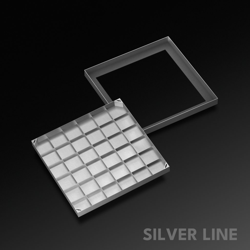 Recessed Manhole Cover (28" x 28") | SS 304 - Heavy Duty with Tile/Marble Insert for Indoor & Outdoor Use - Silver Line - main product image