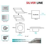 Tile Insert Floor Drain | 304 Stainless Steel | Invisible Drain with Cockroach Trap - Silver Line — 6" x 6" - technical drawing