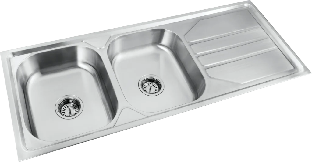 1200x480 mm Double Bowl Kitchen Sink with Drainboard - product image 2