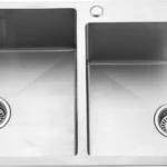 10040 - Handmade Double Bowl Kitchen Sink With Faucet Deck — view 2