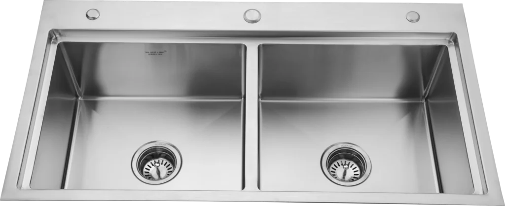 10042 - Handmade Double Bowl Step Kitchen Sink
