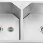 10043 - Handmade Double Bowl Kitchen Sink With Centre Tap Hole